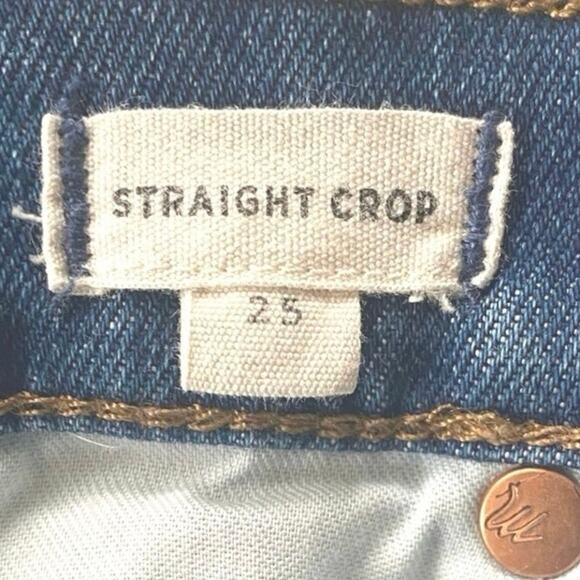MADEWELL Straight Crop High Rise‎ Whiskered Distressed Jeans Roger Wash Size 25 - Picture 8 of 10